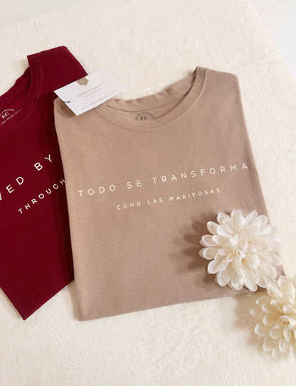 Todo se transforma, como las mariposas. Blusa tipo T-shirt de algodón especial