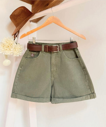 Mom short de tiro alto, verde militar