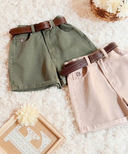 Mom short de tiro alto, verde militar