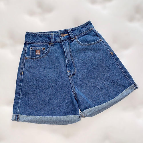 Mom short de mezclilla, azul claro