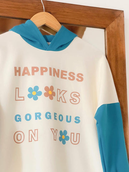 La felicidad luce increíble en ti, suéter tipo hoodie