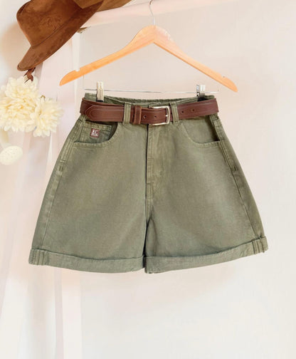 Mom short de tiro alto, verde militar